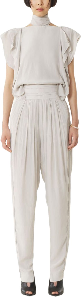 Lanvin Off-White High-Neck Ruffled Sleeveless Top Wit
