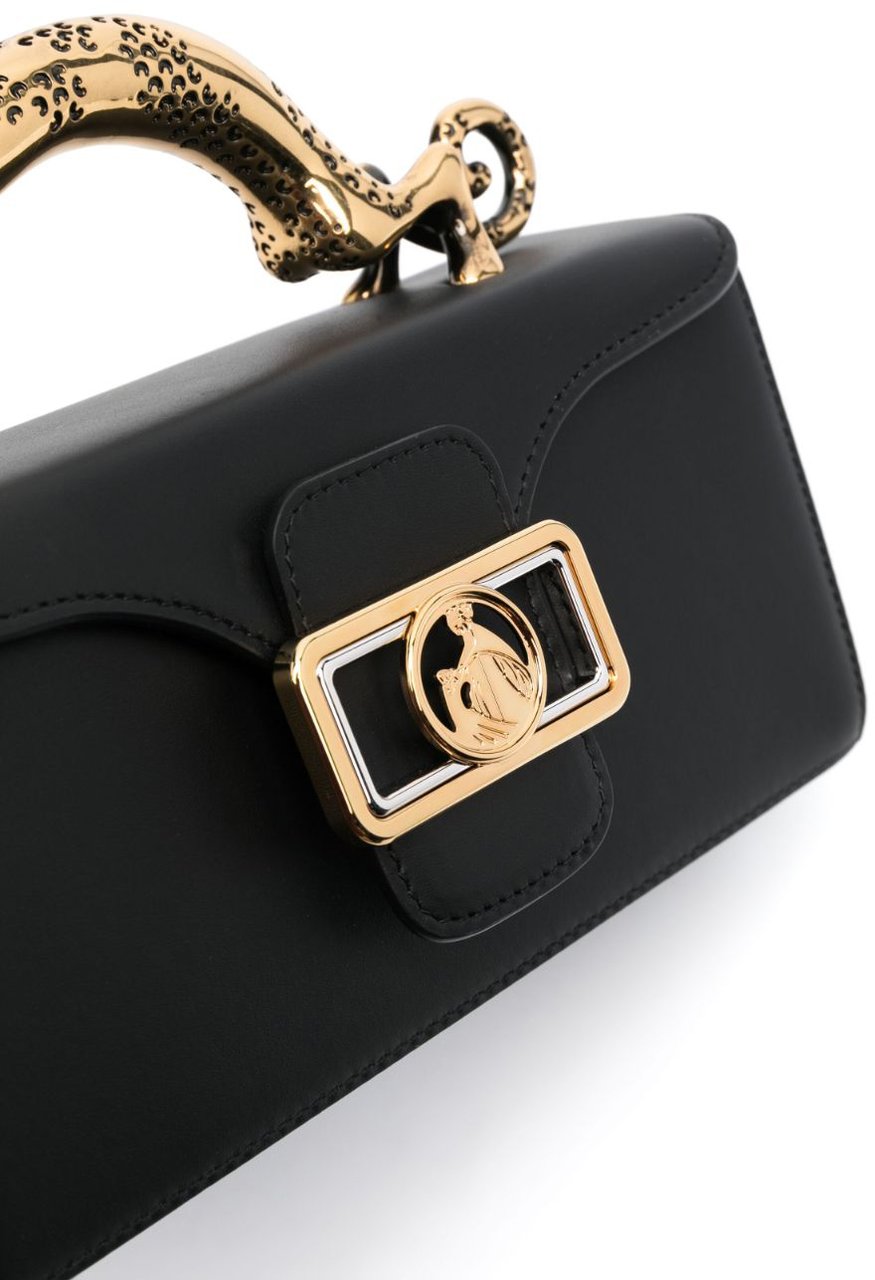 Lanvin Rectangular Black Calf Leather Bag Zwart