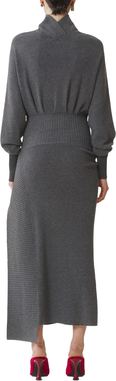 Lanvin Asymmetrical Grey Midi Dress Grijs