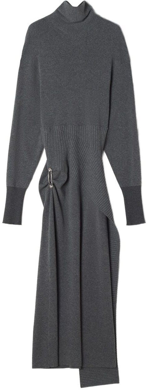 Lanvin Asymmetrical Grey Midi Dress Grijs
