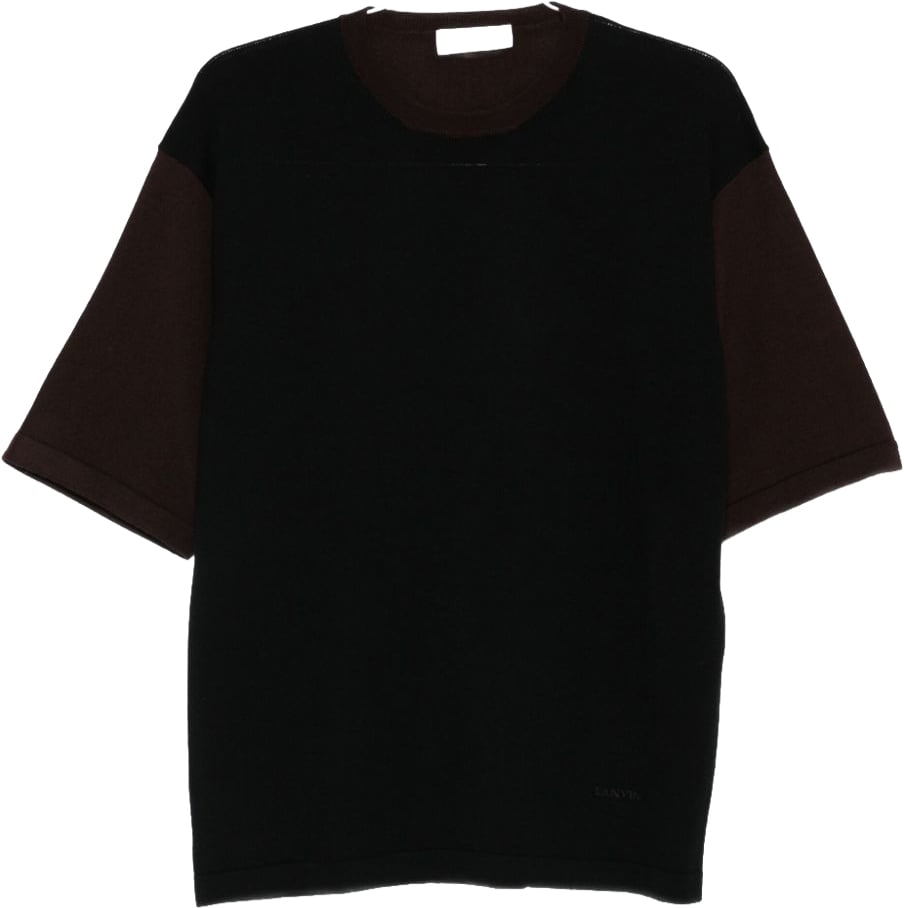 Lanvin Contrasting Panel Cotton T-Shirt Zwart