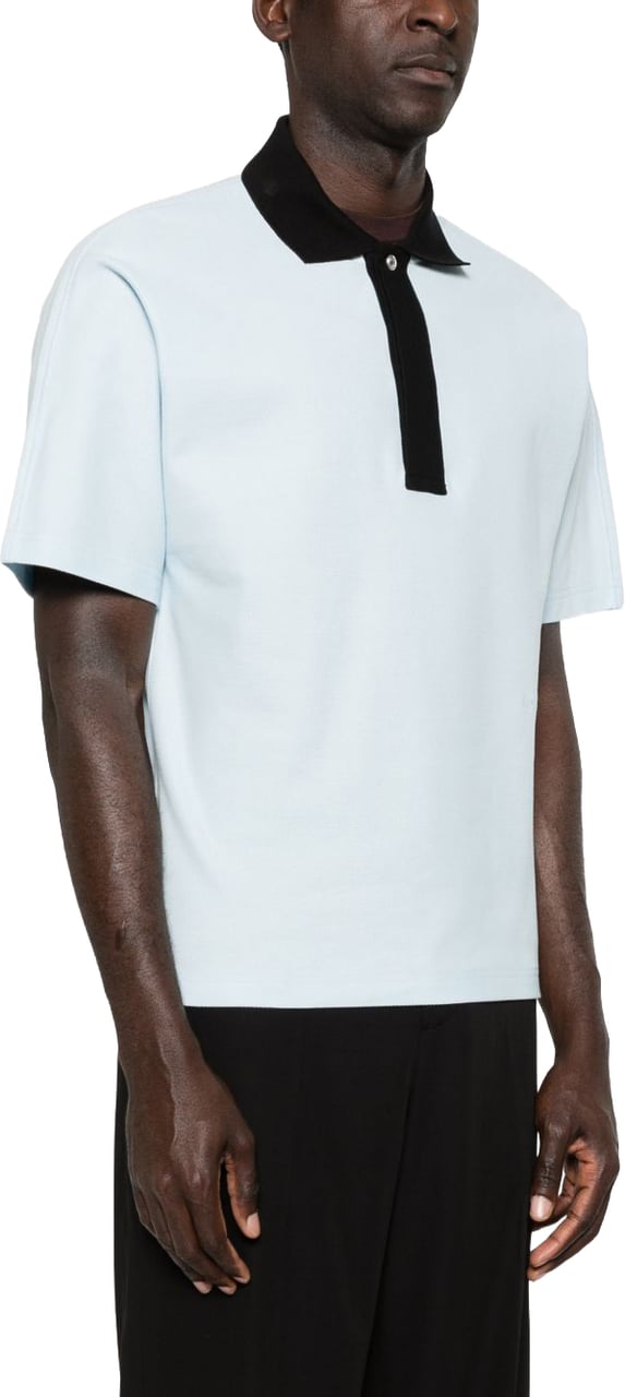 Lanvin White Contrast Collar Short Sleeve Polo Wit