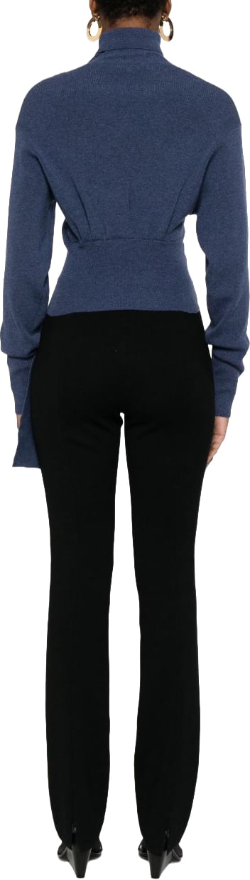 Lanvin Deep Blue Wool Blend Long Sleeve Top Groen