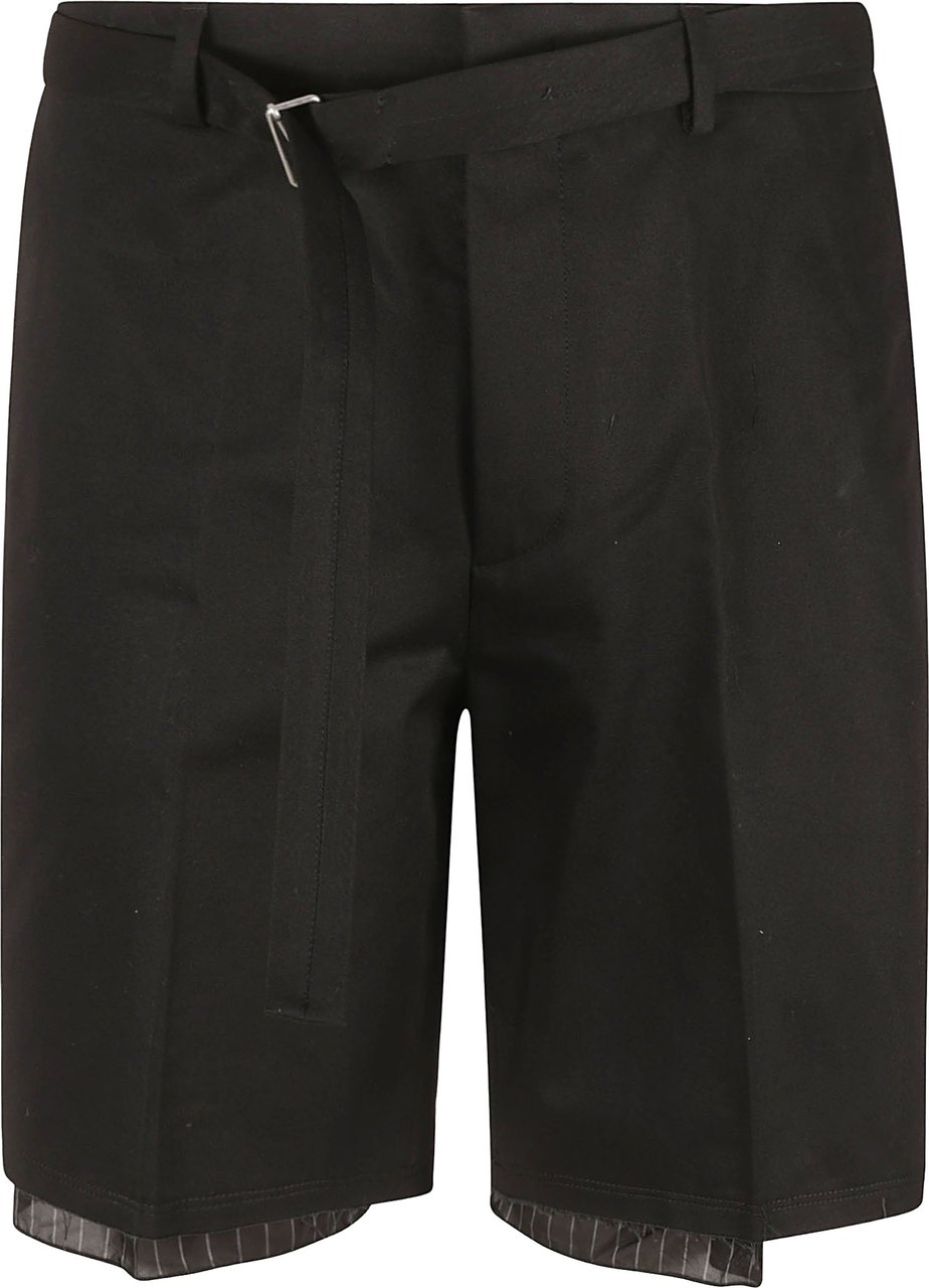 Lanvin Relaxed Fit Woven Cotton Shorts Zwart