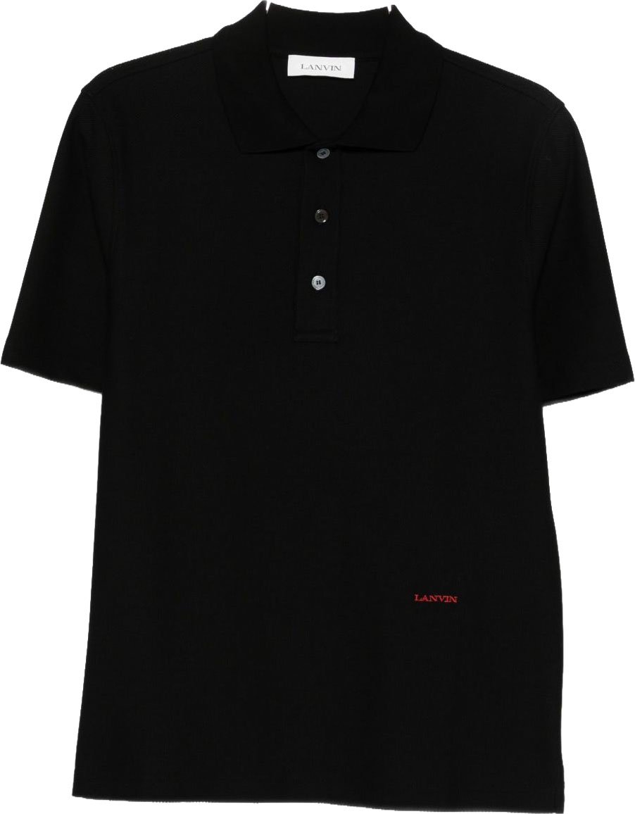 Lanvin Cotton Black Polo Shirt Zwart