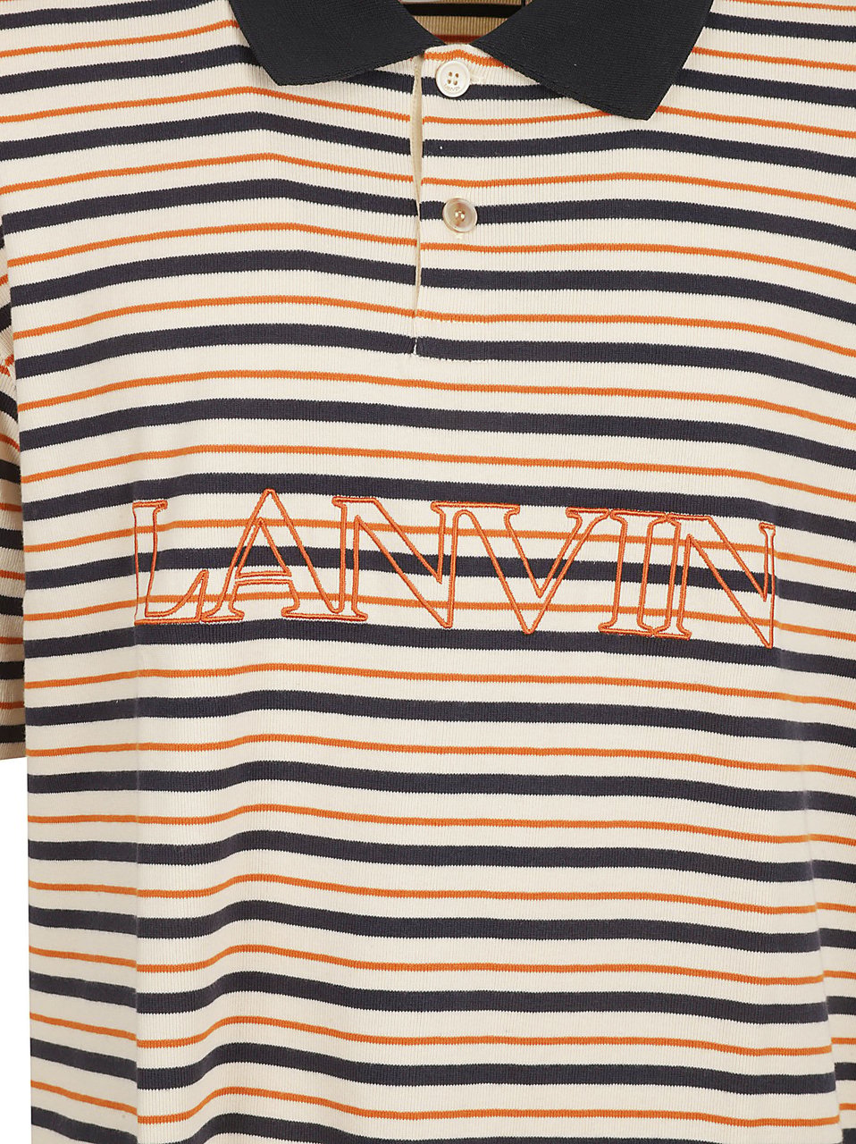 Lanvin Horizontal Striped Polo Shirt Neutraal