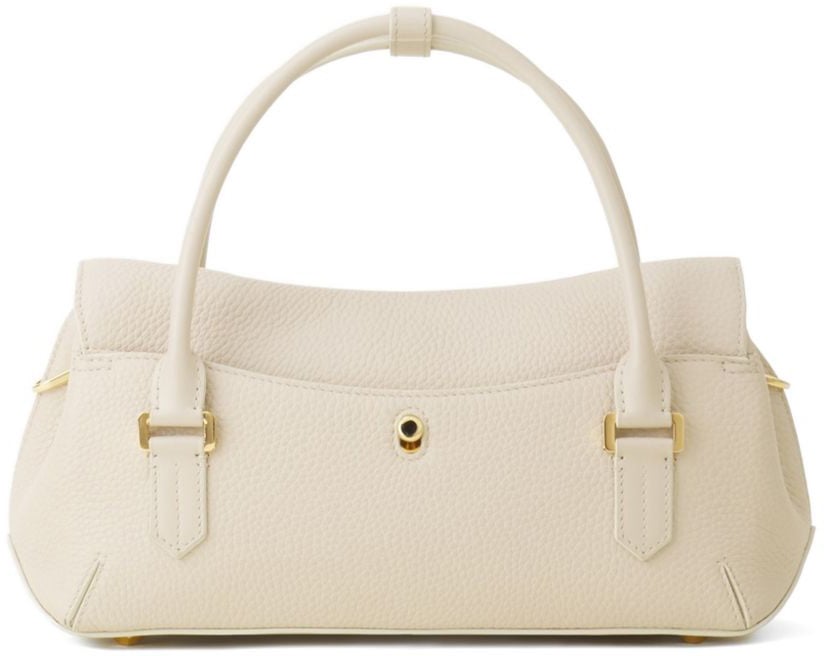 Lanvin Beige Topstitched Geometric Clasp Top Bag Neutraal