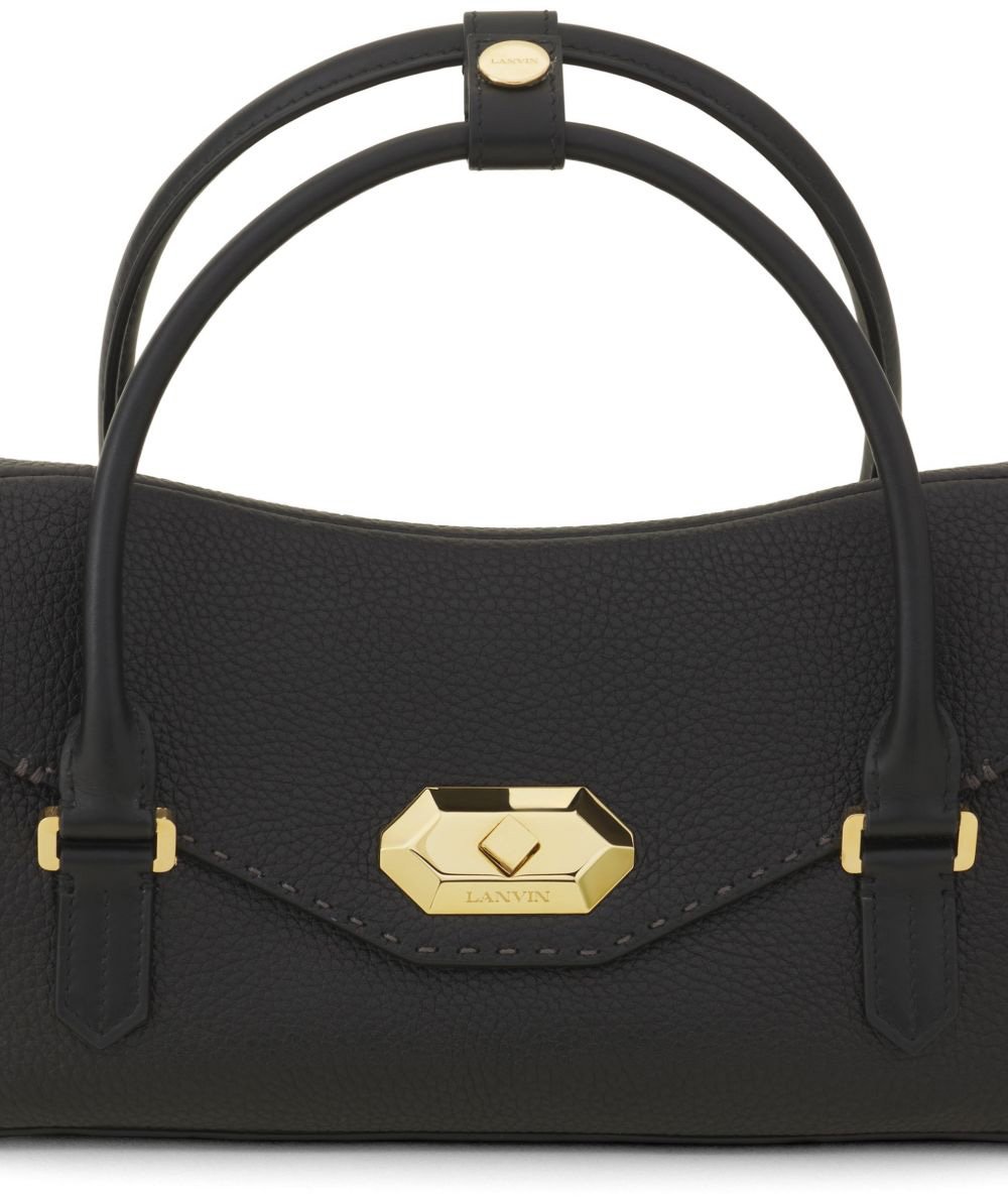 Lanvin Black Leather Top Handle Seam Bag Zwart