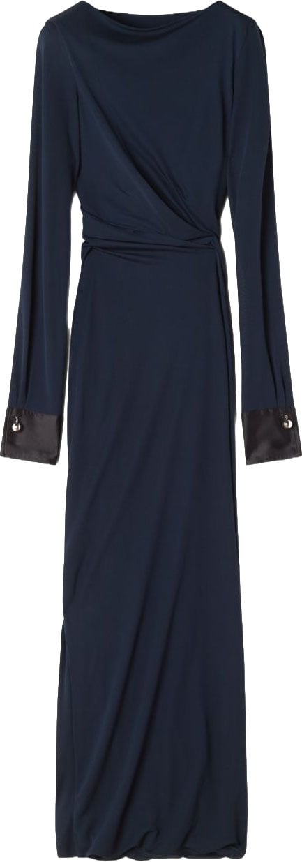 Lanvin Dark Blue Long Sleeve Maxi Dress Blauw