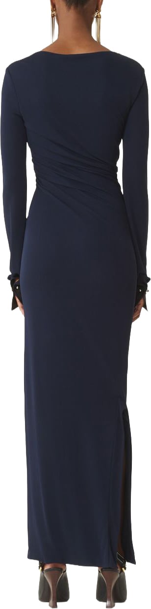Lanvin Dark Blue Long Sleeve Maxi Dress Blauw