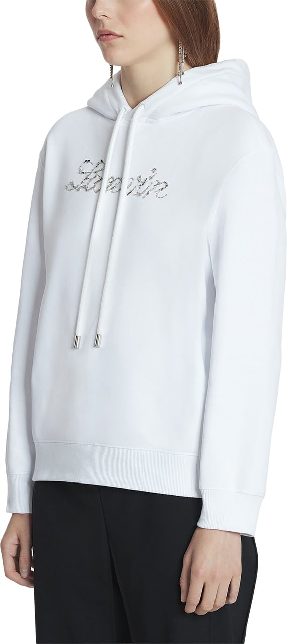 Lanvin White Hoodie Logo Manuscrit Sequined Hoodie Wit