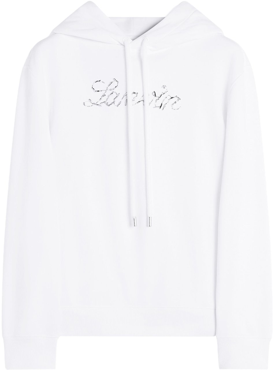 Lanvin White Hoodie Logo Manuscrit Sequined Hoodie Wit