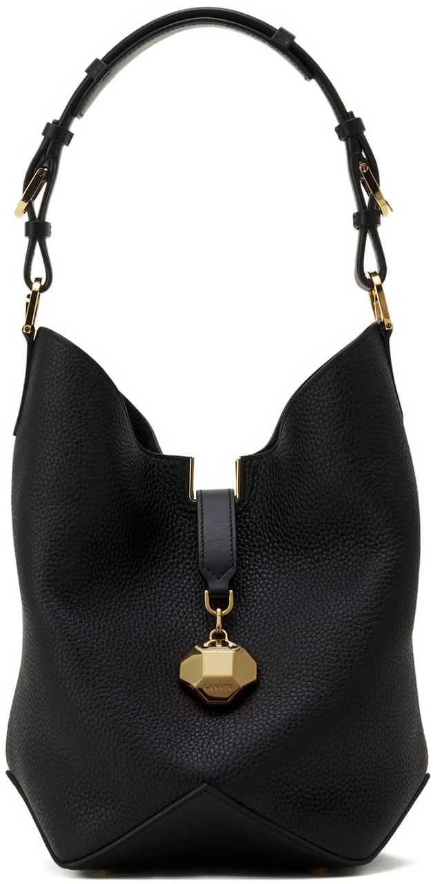 Lanvin Black Bucket Bag With Handle Calf Bag Zwart
