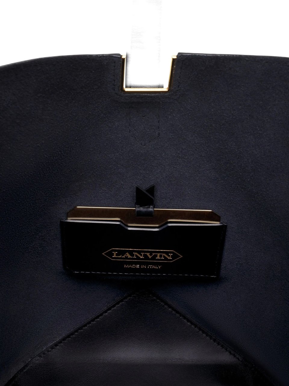 Lanvin Black Bucket Bag With Handle Calf Bag Zwart