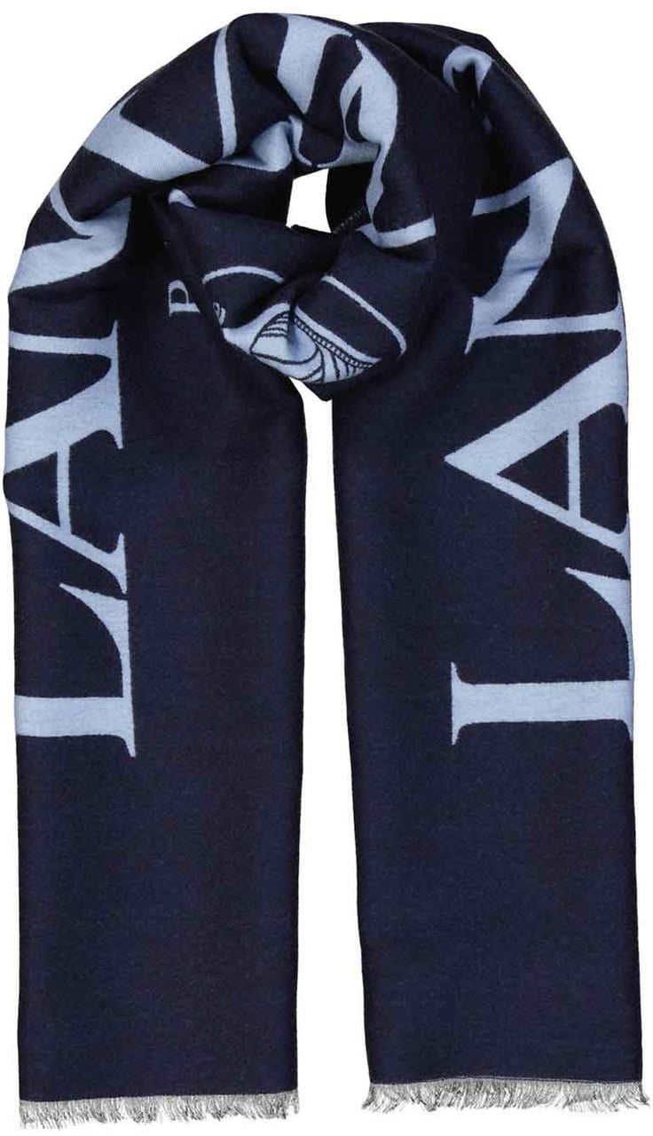 Lanvin Lanvin Wool And Silk Logo Scarf Blauw