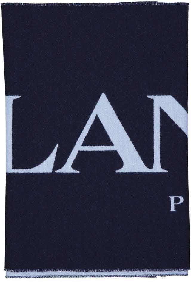 Lanvin Lanvin Wool And Silk Logo Scarf Blauw