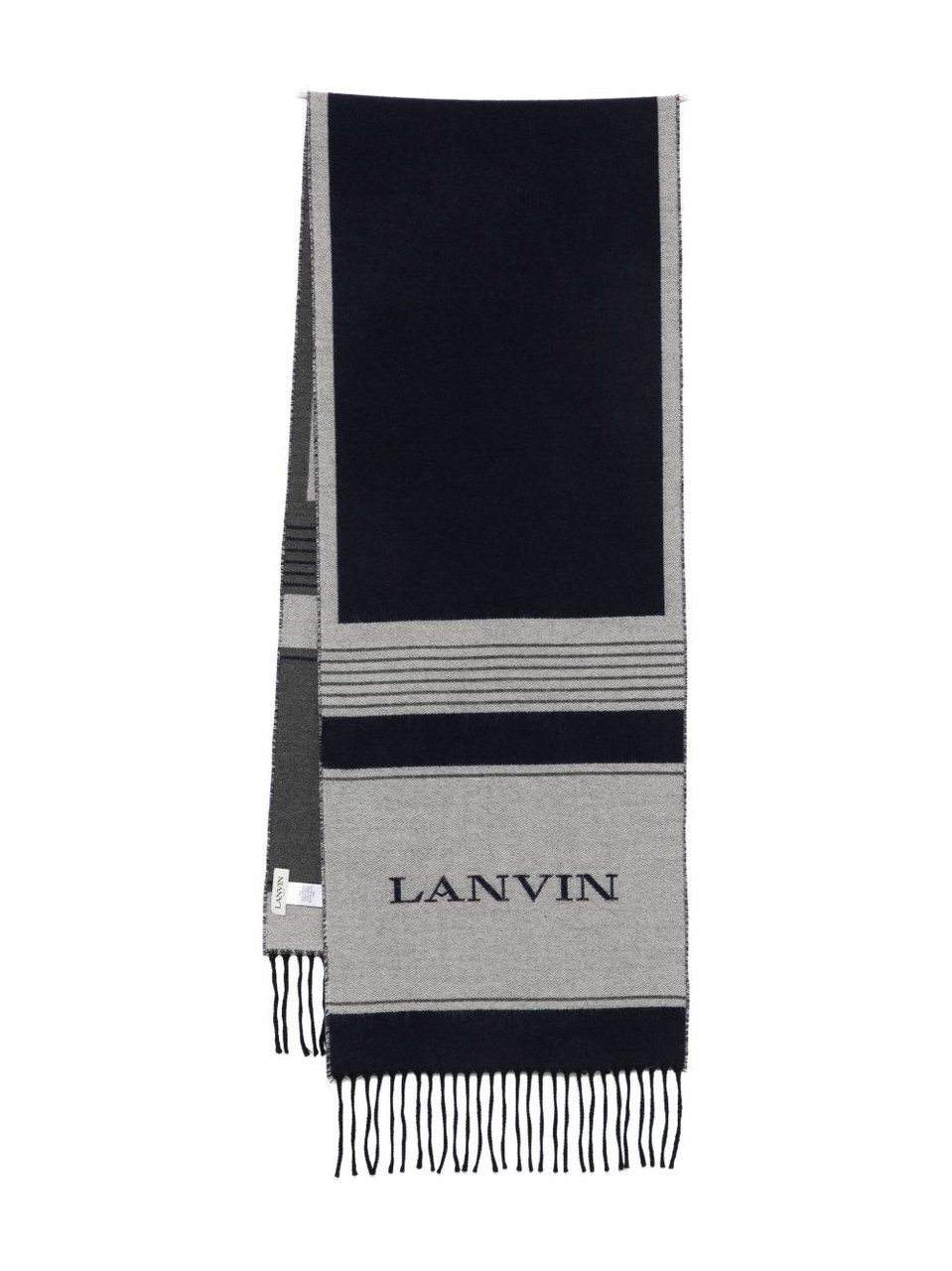 Lanvin Two-Tone Rectangular Silk Zwart