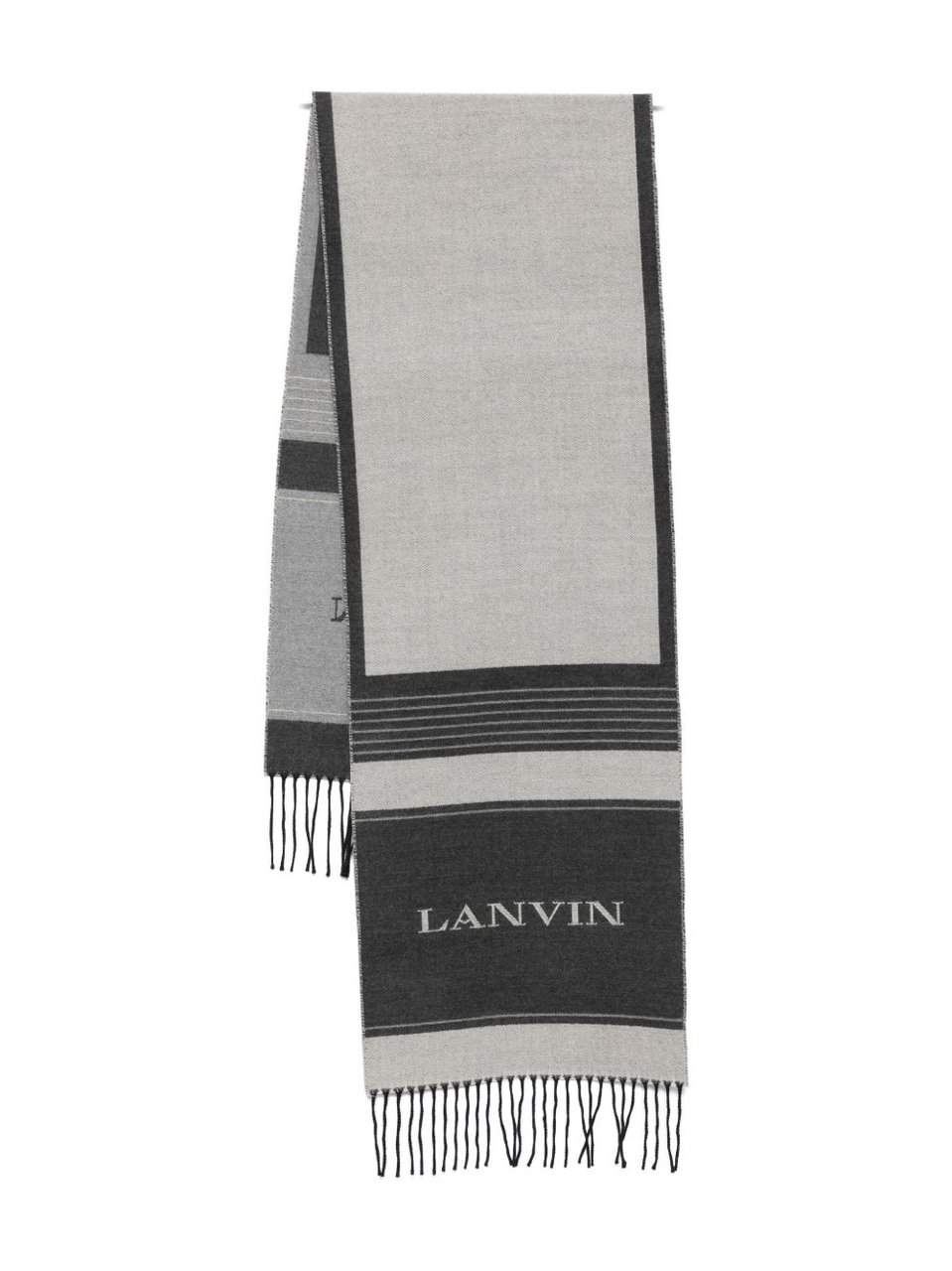 Lanvin Two-Tone Grey Silk and Nylon Scarf Wit