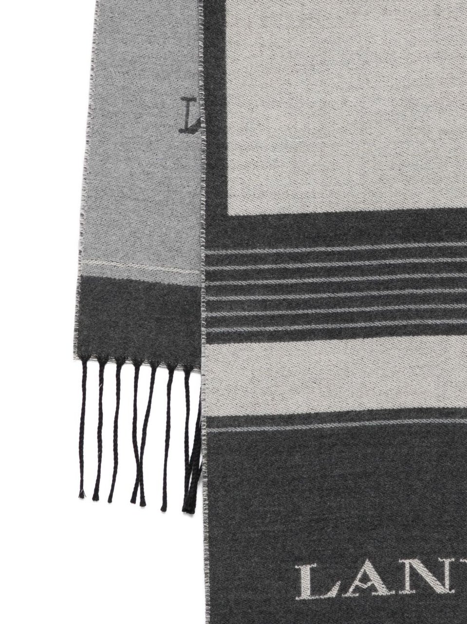 Lanvin Two-Tone Grey Silk and Nylon Scarf Wit