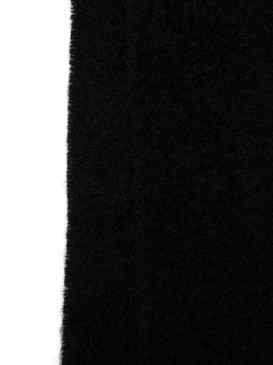 Lanvin Fringed Black Scarf With Embroidered Logo Detail Zwart