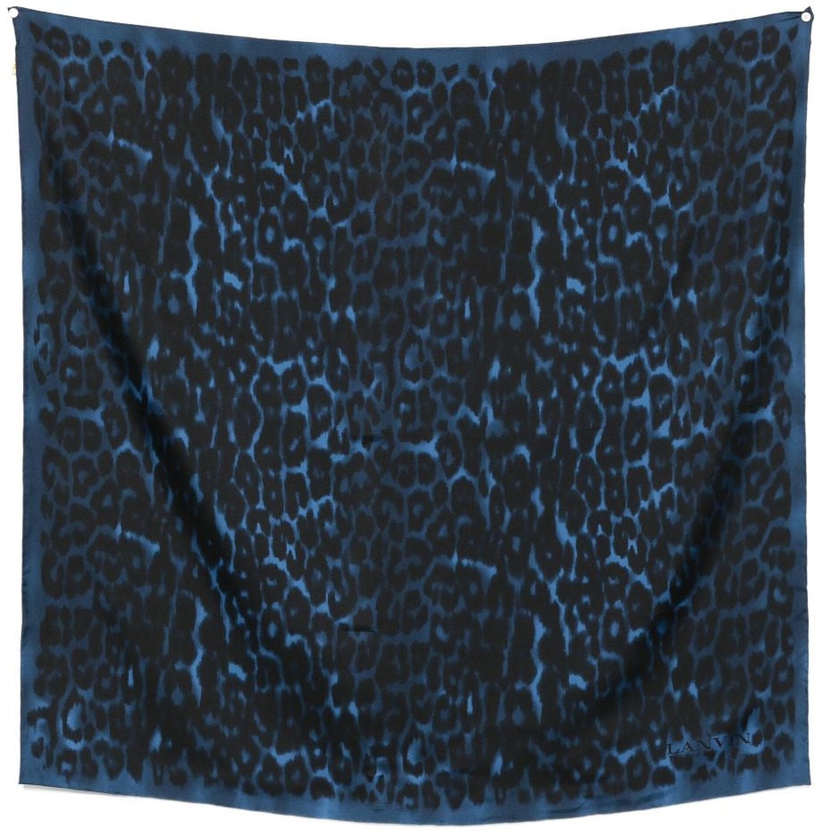 Lanvin Blue Silk Scarf Zwart