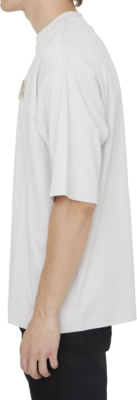 Lanvin Cotton t-shirt with logo casual shortsleeves Beige