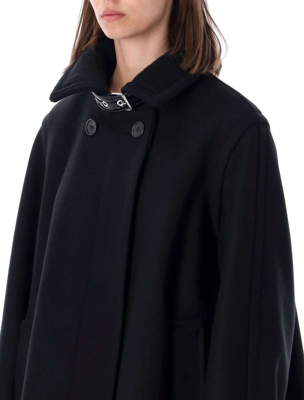 Lanvin High Neck Short Coat Nero Zwart