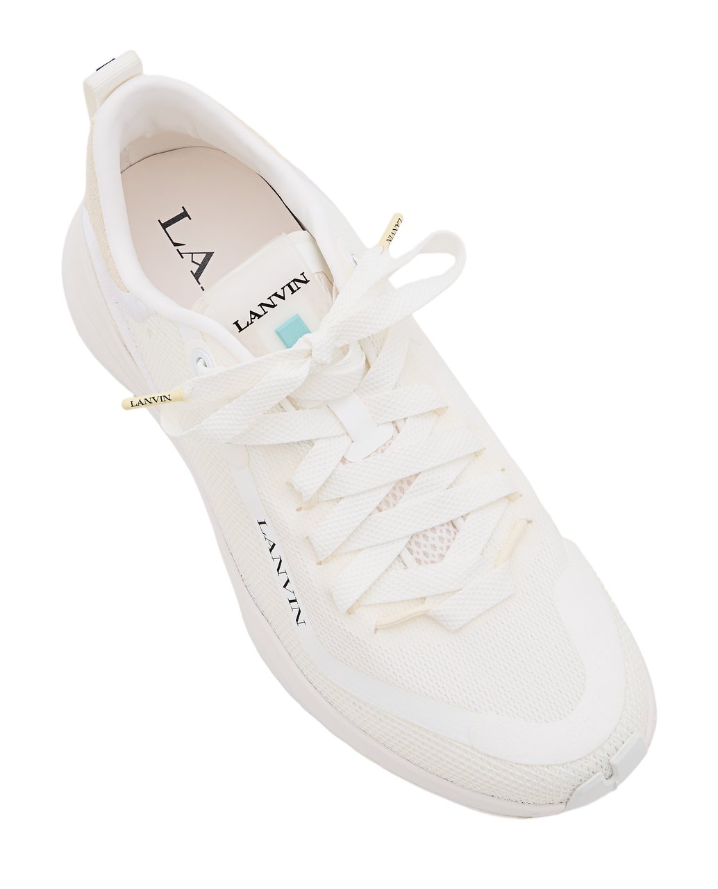 Lanvin Lace-Up Runner Sneakers Crafted from Textile and Leather Wit