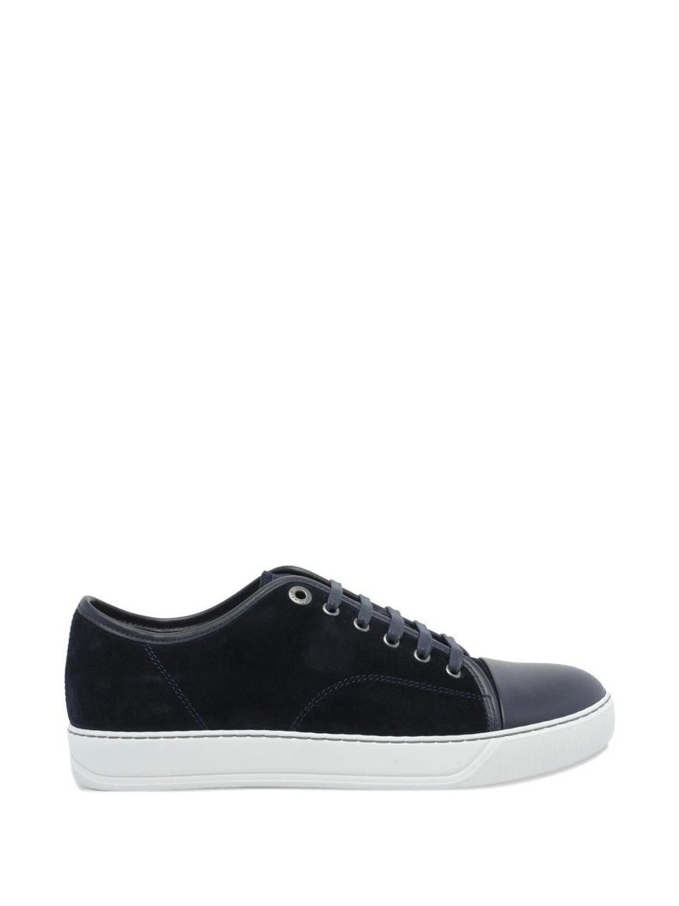 Lanvin Low-Top Sneakers with Suede and Smooth Texture Contrast Zwart