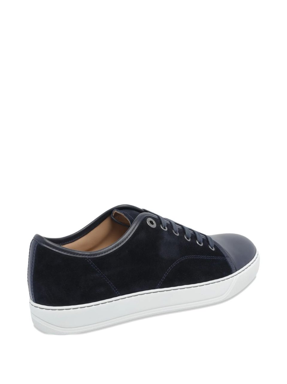 Lanvin Low-Top Sneakers with Suede and Smooth Texture Contrast Zwart