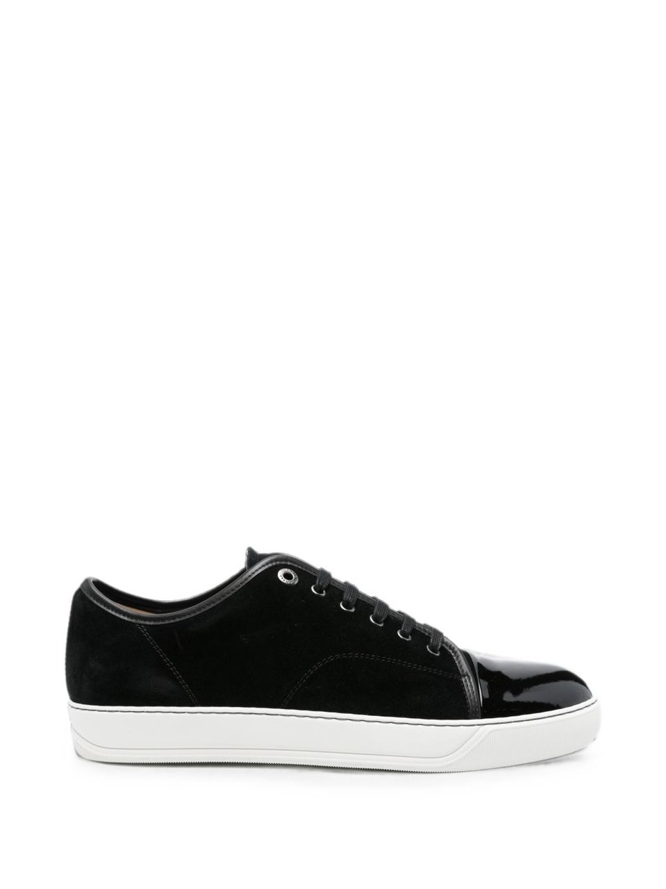 Lanvin Black Suede Patent Leather Sneakers Zwart