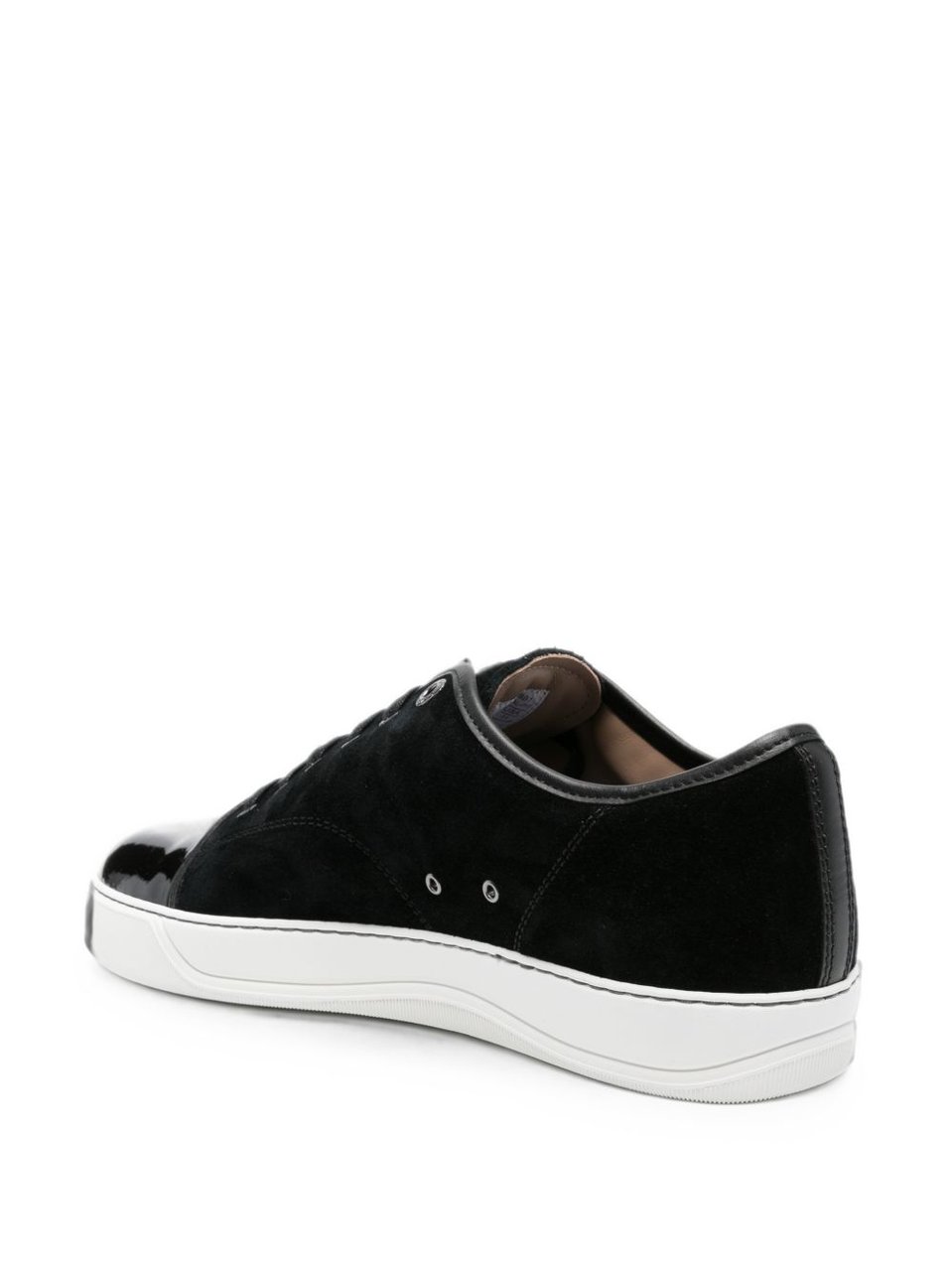Lanvin Black Suede Patent Leather Sneakers Zwart