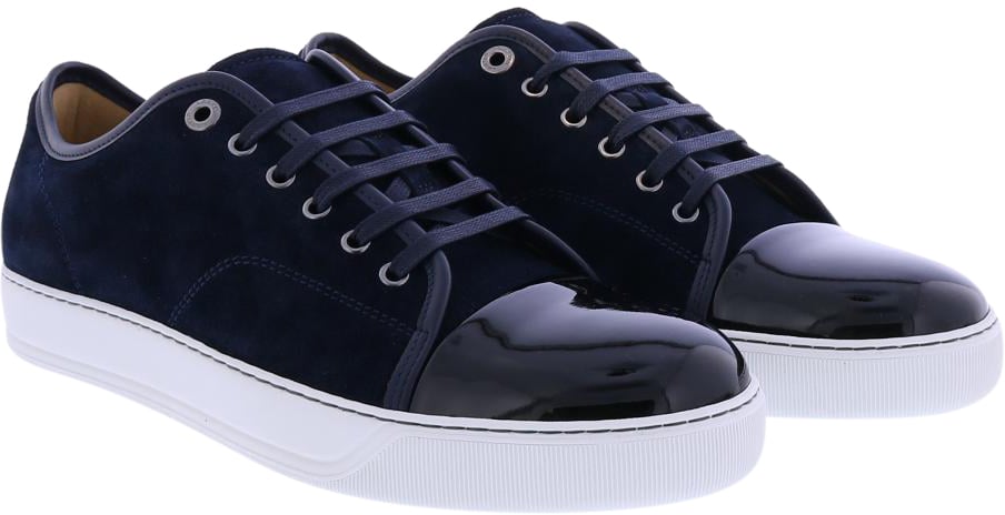 Lanvin Heren Basket Basse Veau Velours Blauw