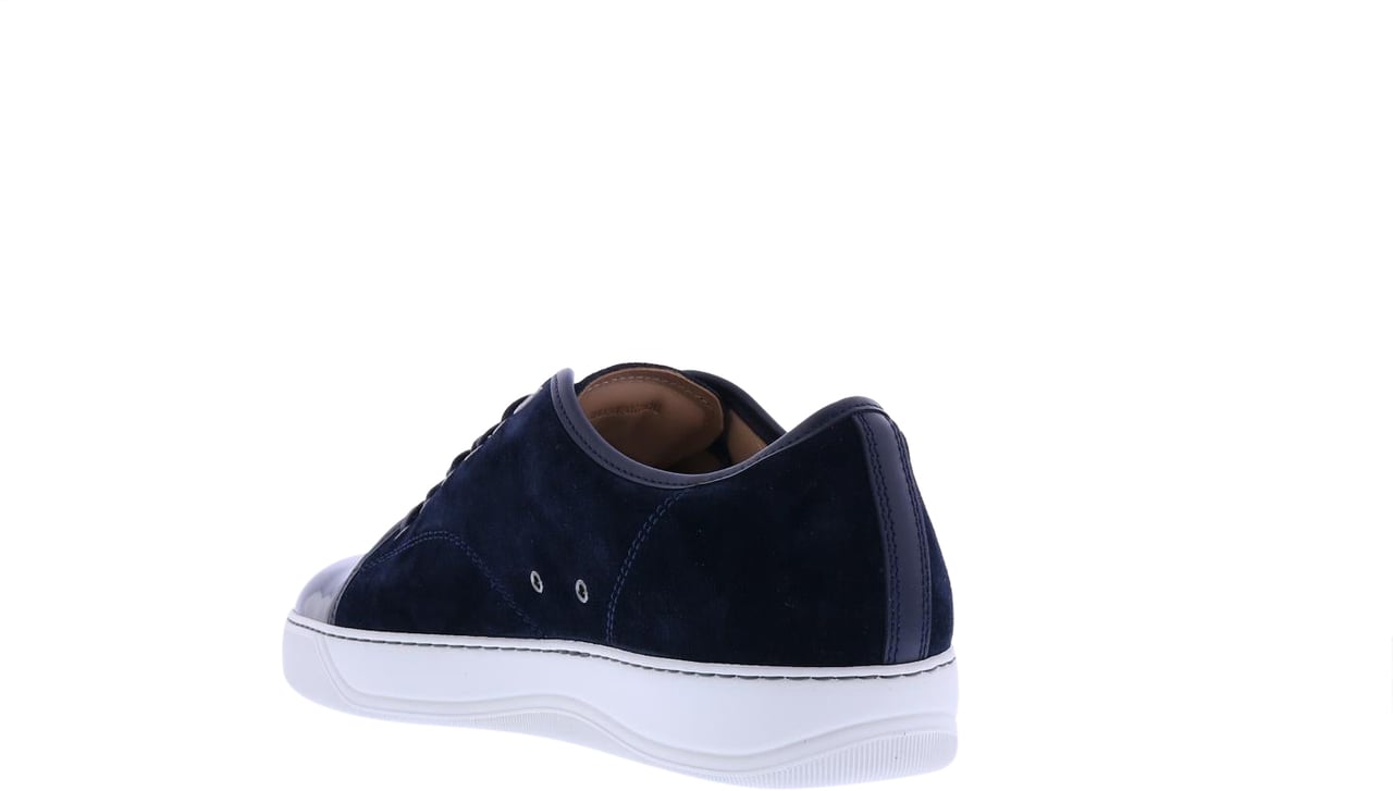 Lanvin Heren Basket Basse Veau Velours Blauw
