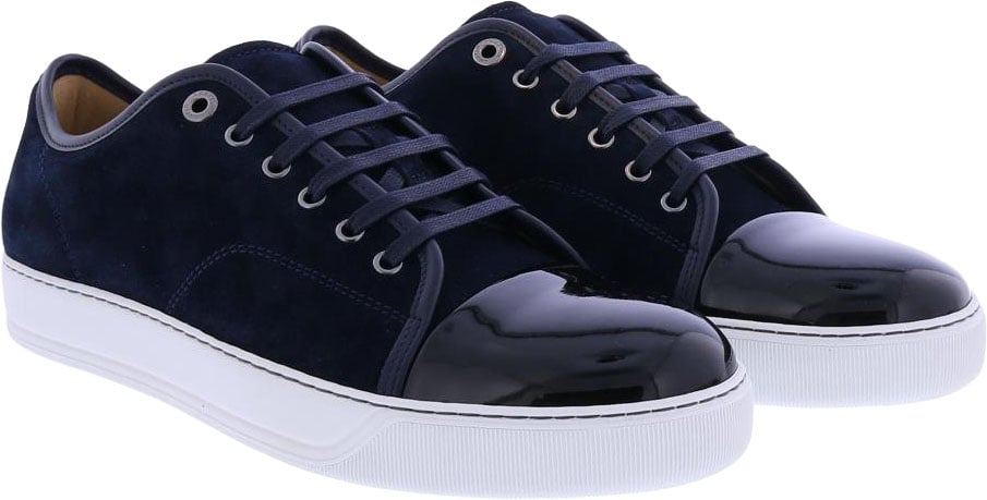 Lanvin Heren Basket Basse Veau Velours Blauw