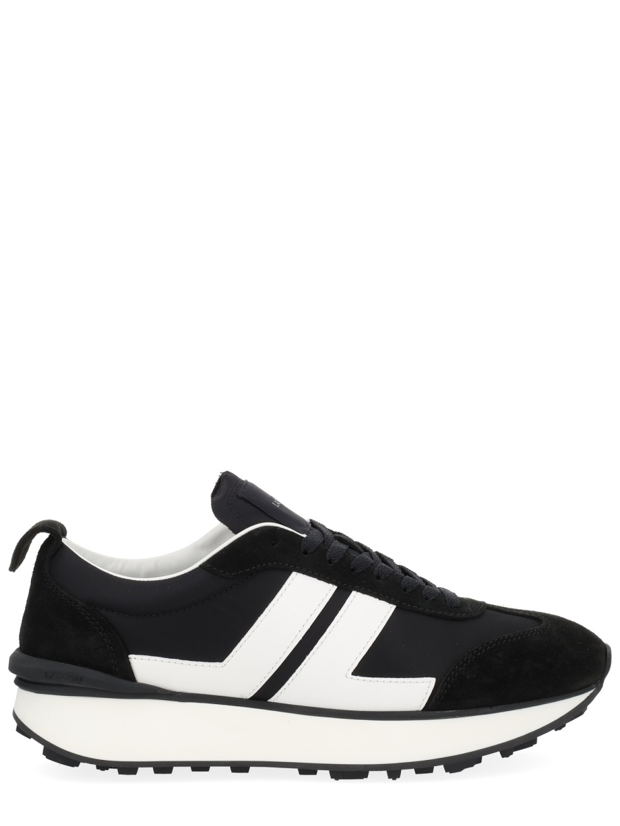 Lanvin Black Leather Bumpr Geometric Sneakers Zwart