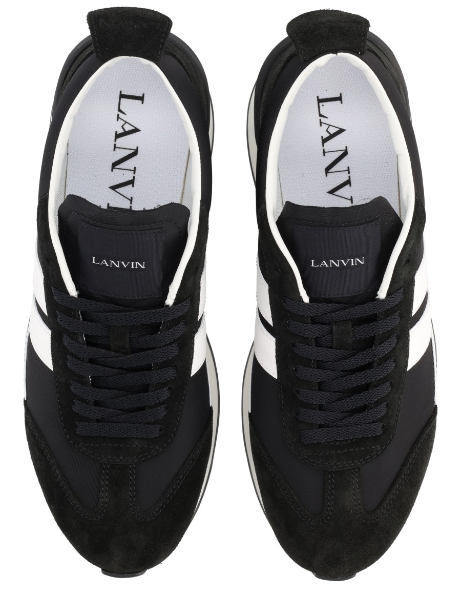 Lanvin Black Leather Bumpr Geometric Sneakers Zwart