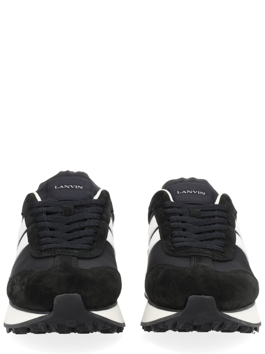 Lanvin Black Leather Bumpr Geometric Sneakers Zwart