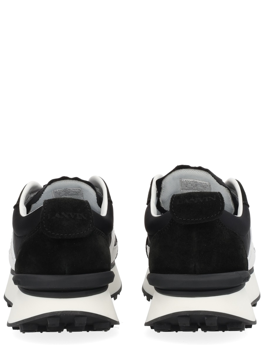 Lanvin Black Leather Bumpr Geometric Sneakers Zwart