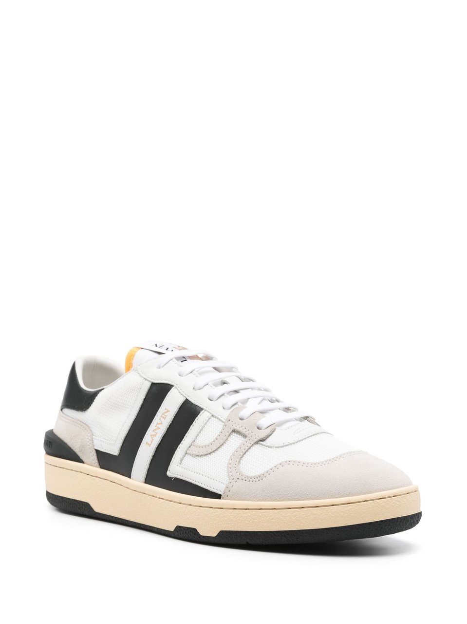 Lanvin White Clay Sneakers White Black Panels Wit