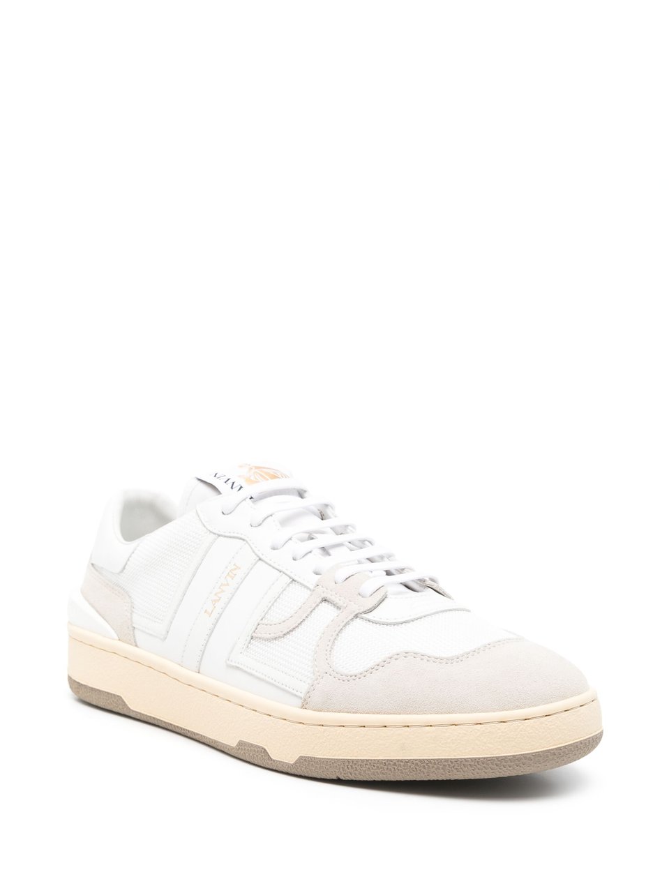 Lanvin White Clay Sneakers Textured Panel Sneakers Wit