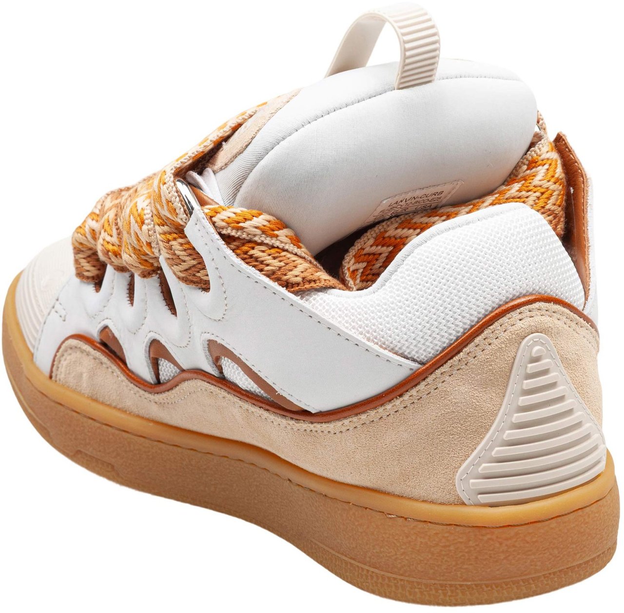 Lanvin Lanvin curb leather and fabric sneakers, white and honey Wit
