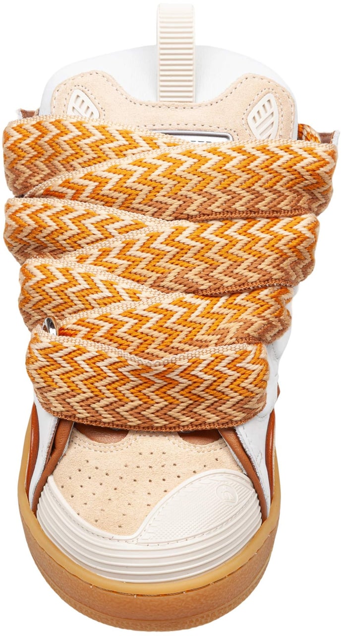 Lanvin Lanvin curb leather and fabric sneakers, white and honey Wit