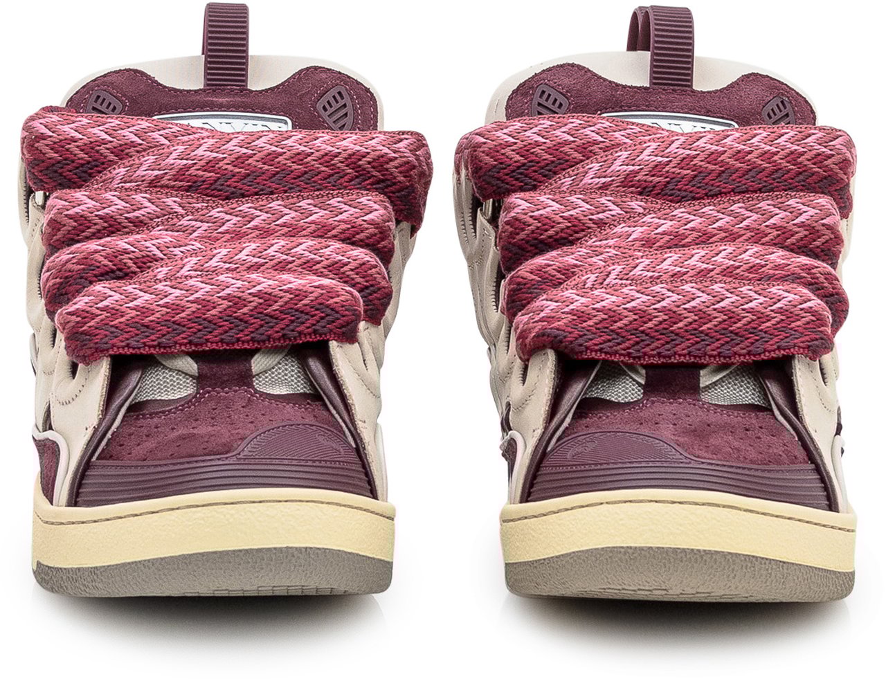 Lanvin Lanvin Sneaker Beige e Bordeaux con Maxi Lacci Rood