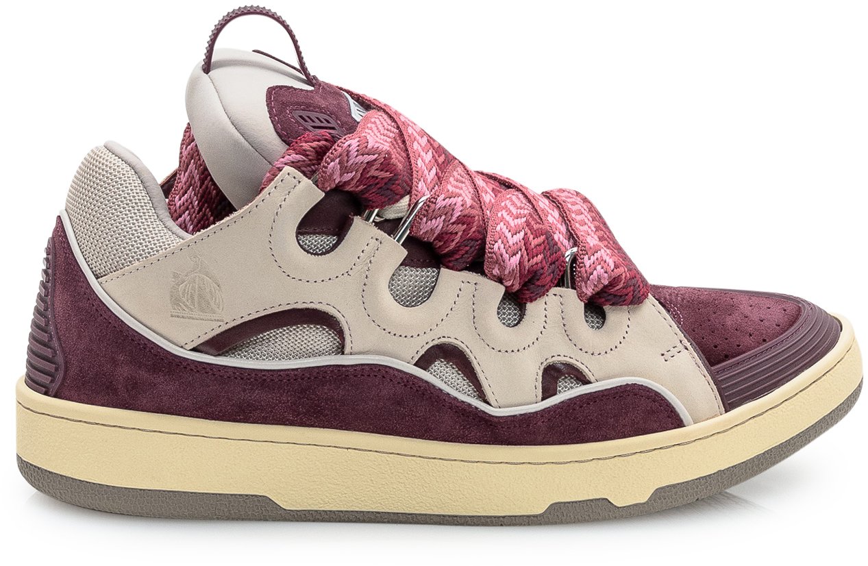 Lanvin Lanvin Sneaker Beige e Bordeaux con Maxi Lacci Rood