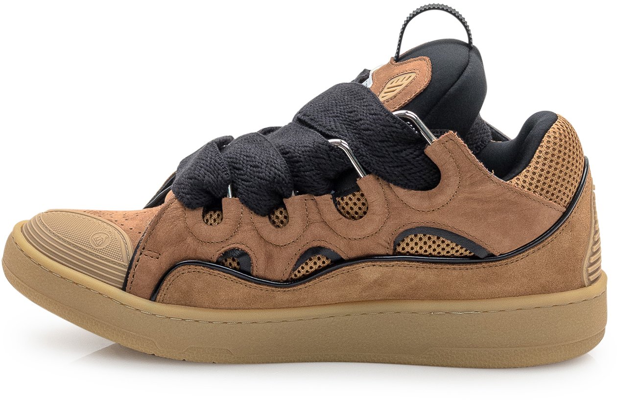 Lanvin Lanvin Sneakers Curb in Pelle e Mesh Marroni Bruin