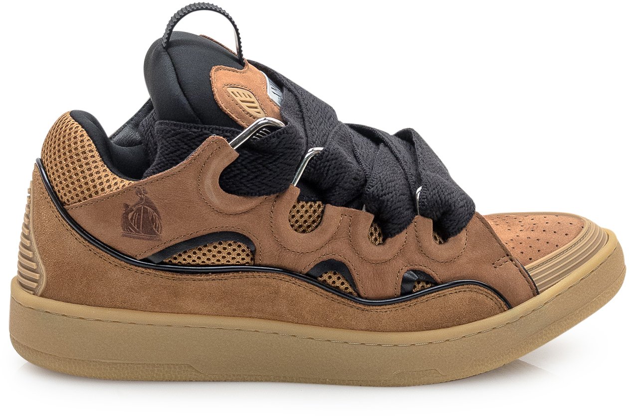 Lanvin Lanvin Sneakers Curb in Pelle e Mesh Marroni Bruin