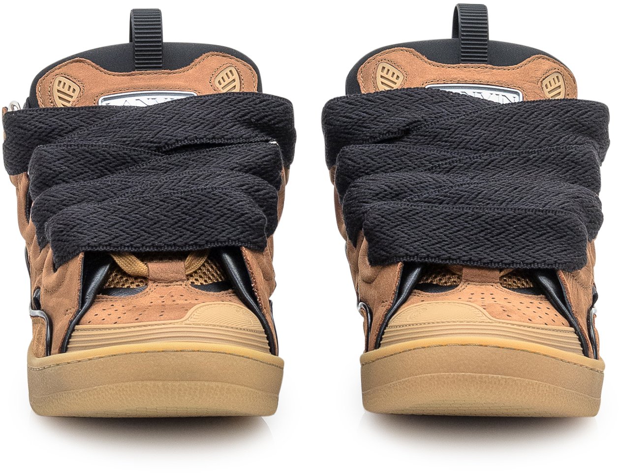 Lanvin Lanvin Sneakers Curb in Pelle e Mesh Marroni Bruin