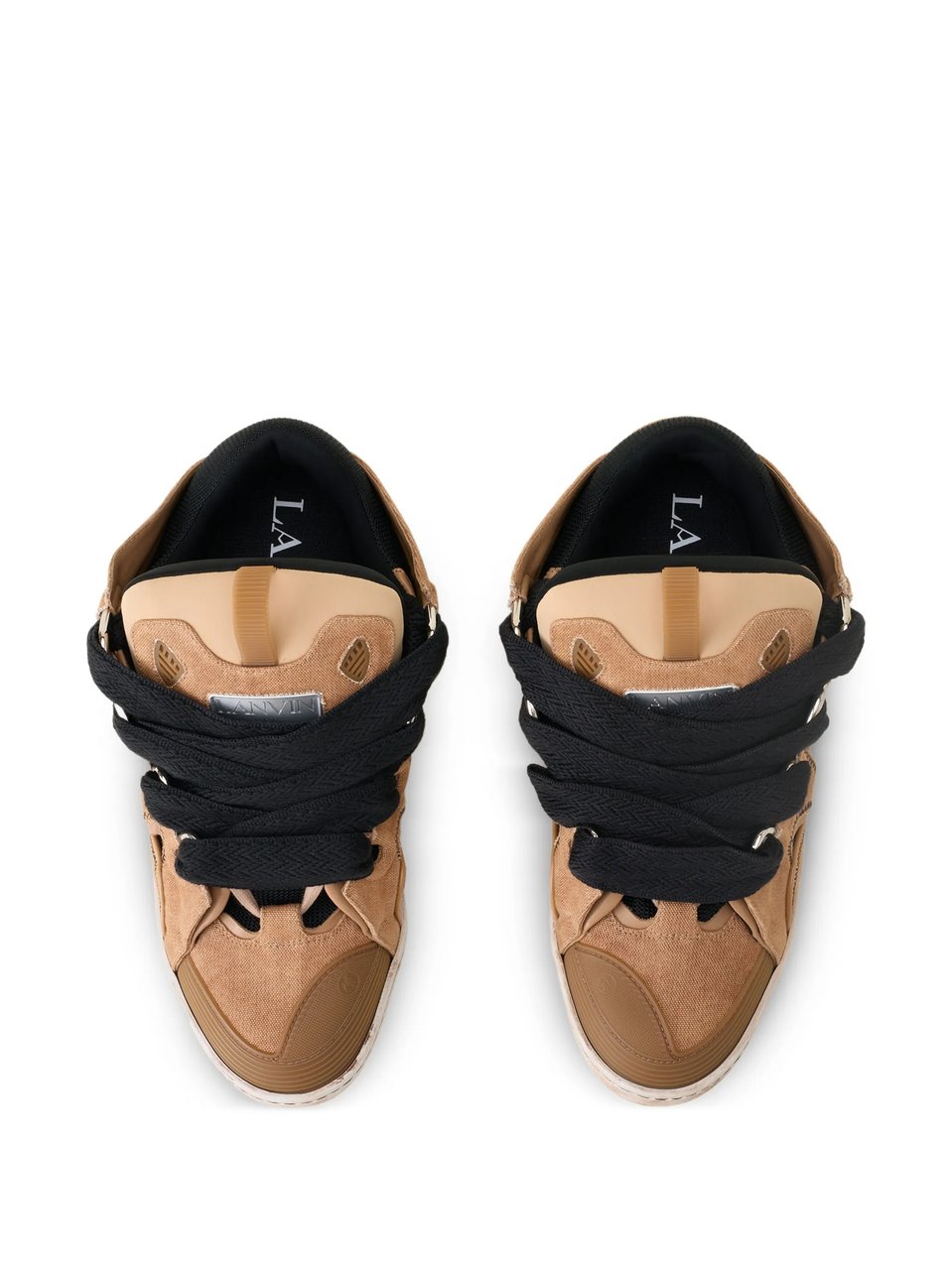 Lanvin Brown Curb Sneakers Suede Mesh Sneakers Neutraal