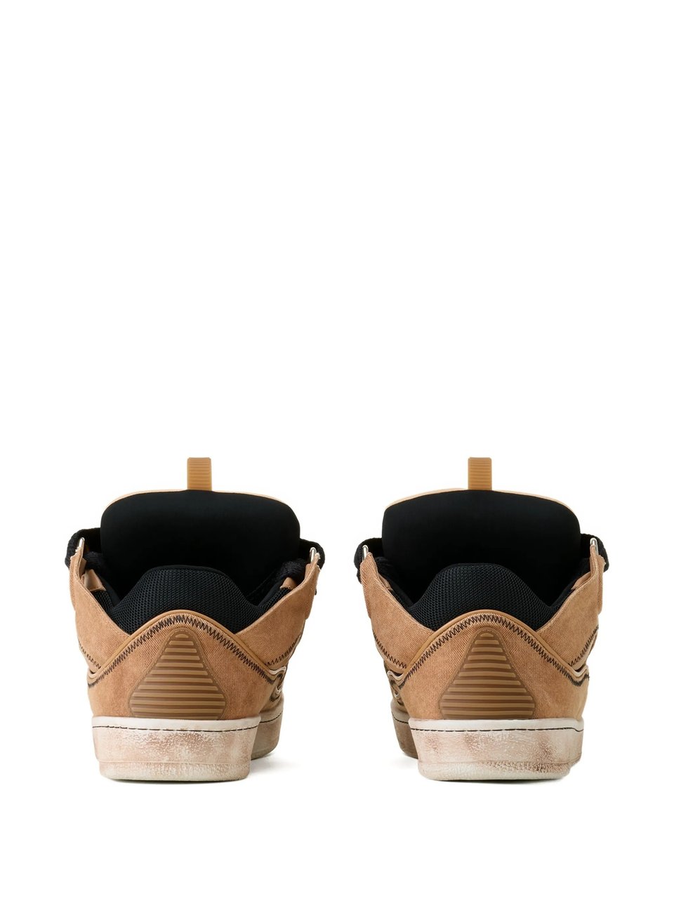 Lanvin Brown Curb Sneakers Suede Mesh Sneakers Neutraal